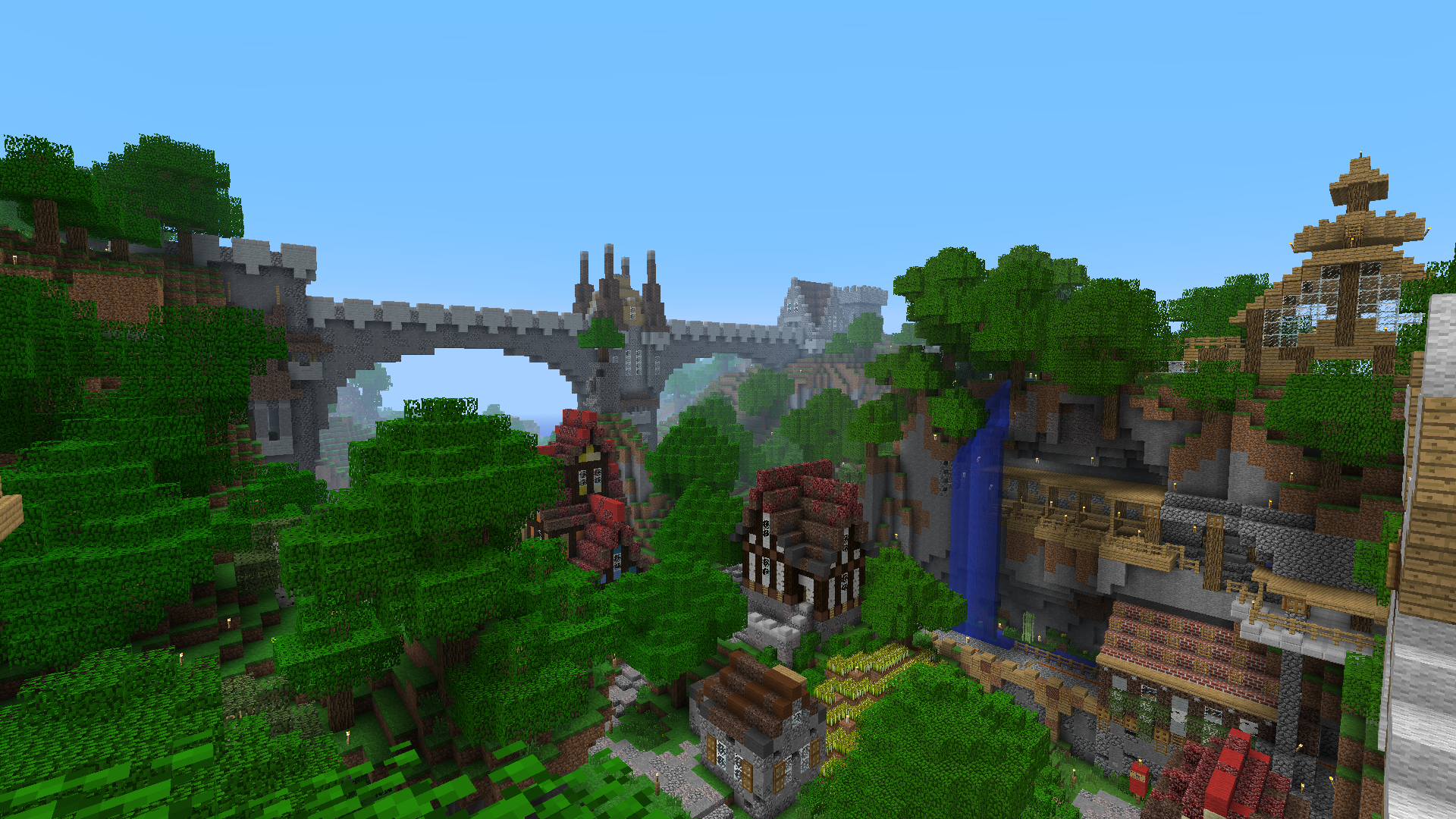 A large stone bridge over a valley, my largets build on the Betaheads server.
